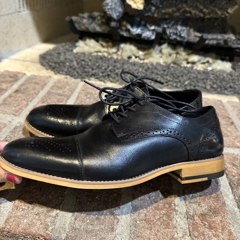 Stacy‎ Adams Darren Cap Toe Oxford Mens size 7M Leather Black #292